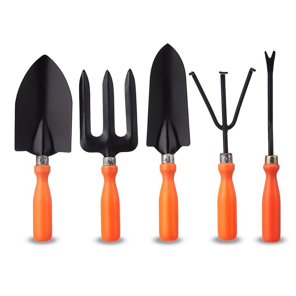 a group of gardening tools