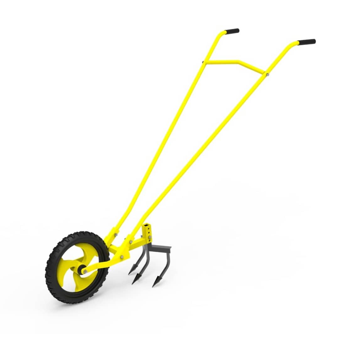 a yellow hand push cart